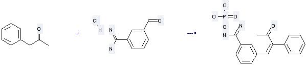 Benzenecarboximidamide,3-formyl-, hydrochloride (1:1) can be used to produce 1-(3-Amidinophenyl)-2-phenylbut-1-en-3-on·H3PO4 at the temperature of 80 °C